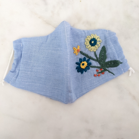 Handmade Embroidered Pocket Filter Face Mask - Picture 2 of 5